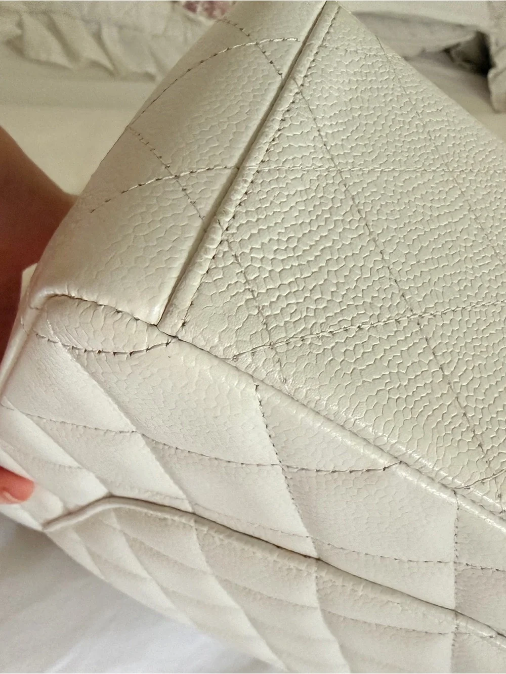 Chanel Maxi Classic Flap – White Caviar Leather & Gold Hardware